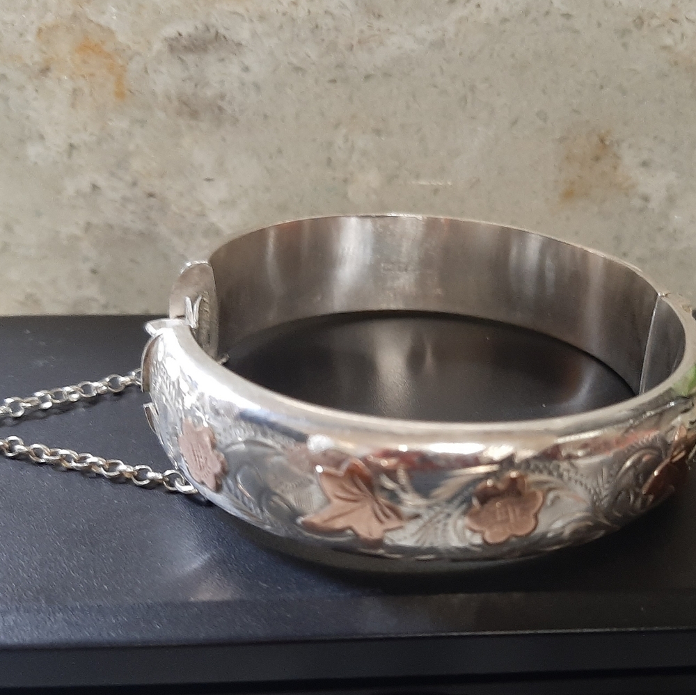 Beautiful Joseph Smith & Son Sterling Silver/18kt Gold Leaf Bracelet 21.95 Grams